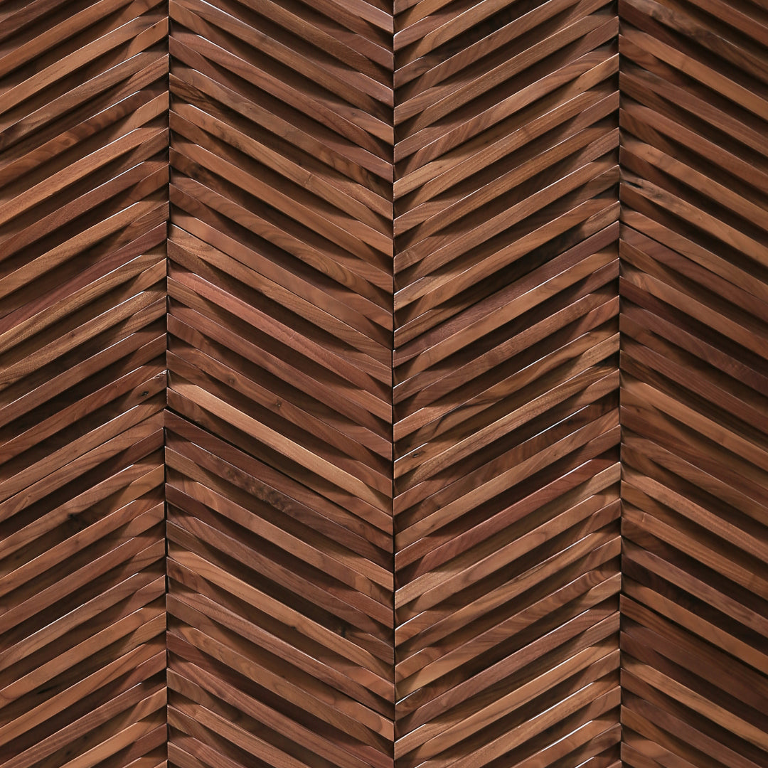 Wall Paneling American Walnut Curva Chevron Collection