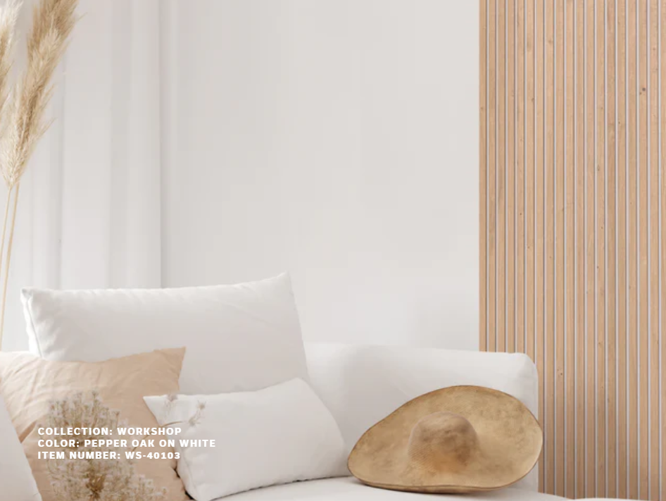 MDF Wall Slats WS-40103 PEPPER OAK ON WHITE Wall Slats 1.0