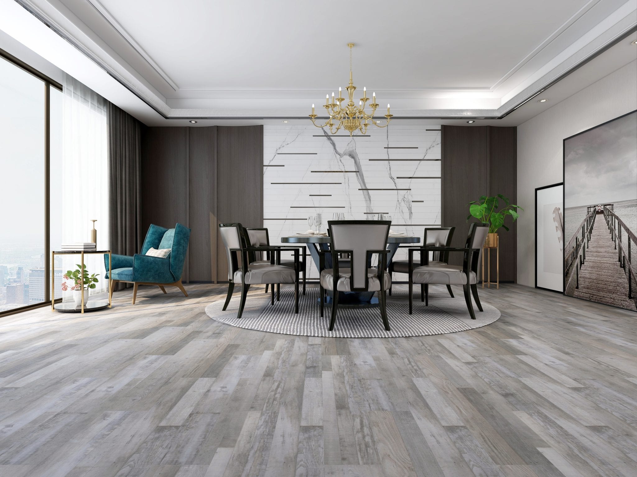 Vinyl Brushed Grey Multi SPC 611 Diamond Collection