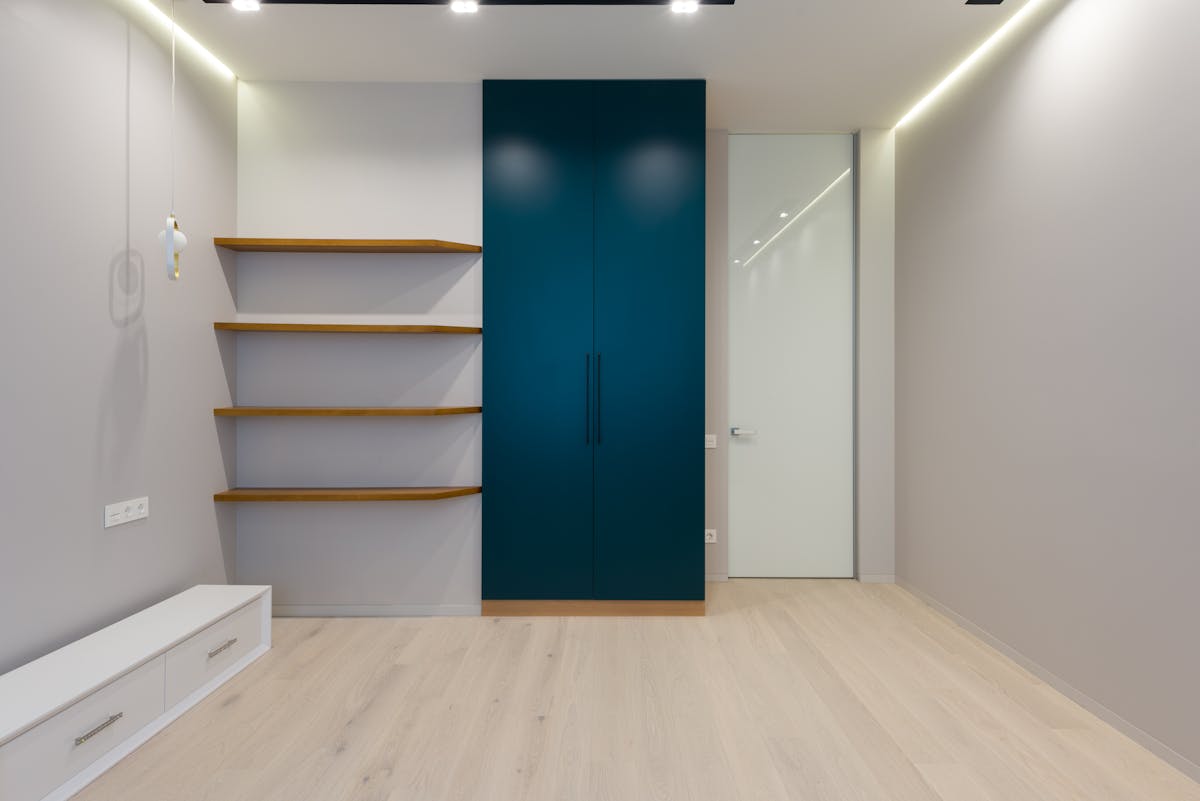 Minimalist room with laminate flooring