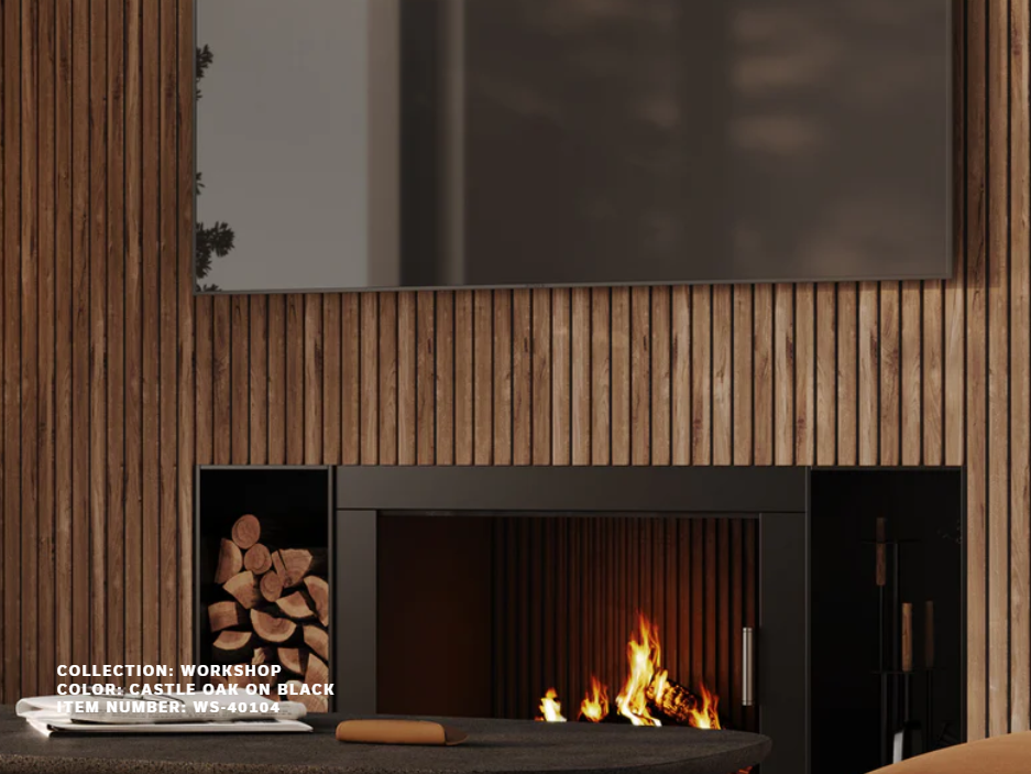 Prestige MDF Wall Slats WS-40104 CASTLE OAK ON BLACK Wall Slats 1.0
