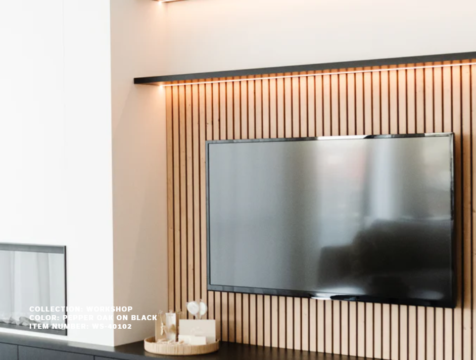 Prestige MDF Wall Slats WS-40102 PEPPER OAK ON BLACK Wall Slats 1.0
