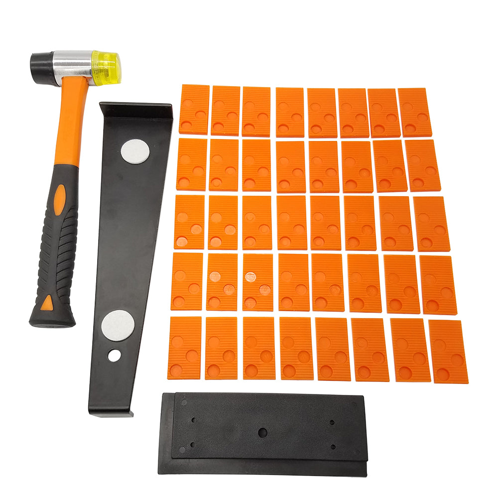 43PC Laminate Wood Flooring Installation Kit with 40 Spacers Tapping Block Heavy Duty Pull Bar Diameter 35mm Fiberglass Mallet